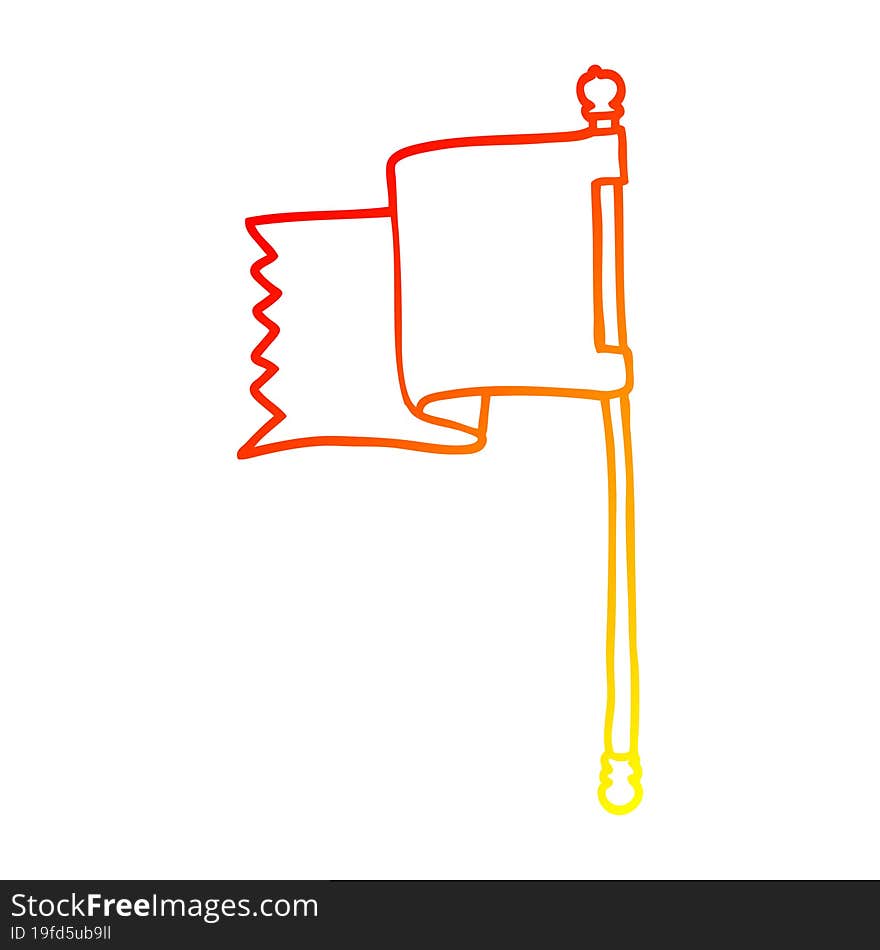 warm gradient line drawing of a cartoon blue flag