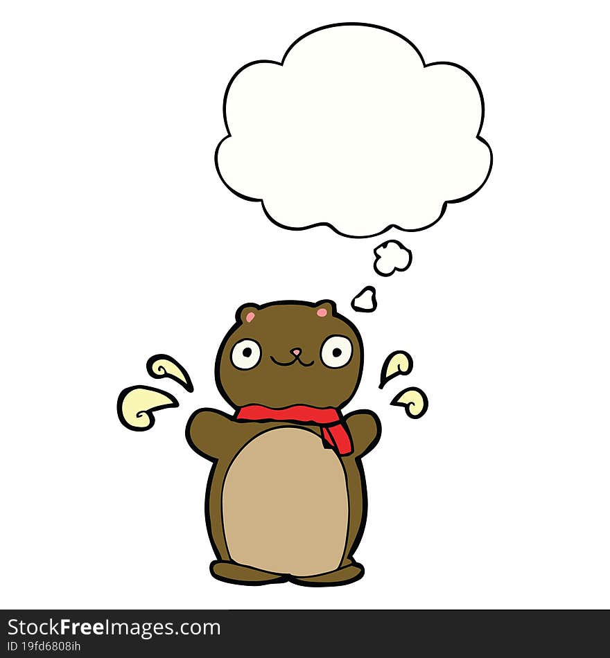 cartoon happy teddy bear with thought bubble. cartoon happy teddy bear with thought bubble