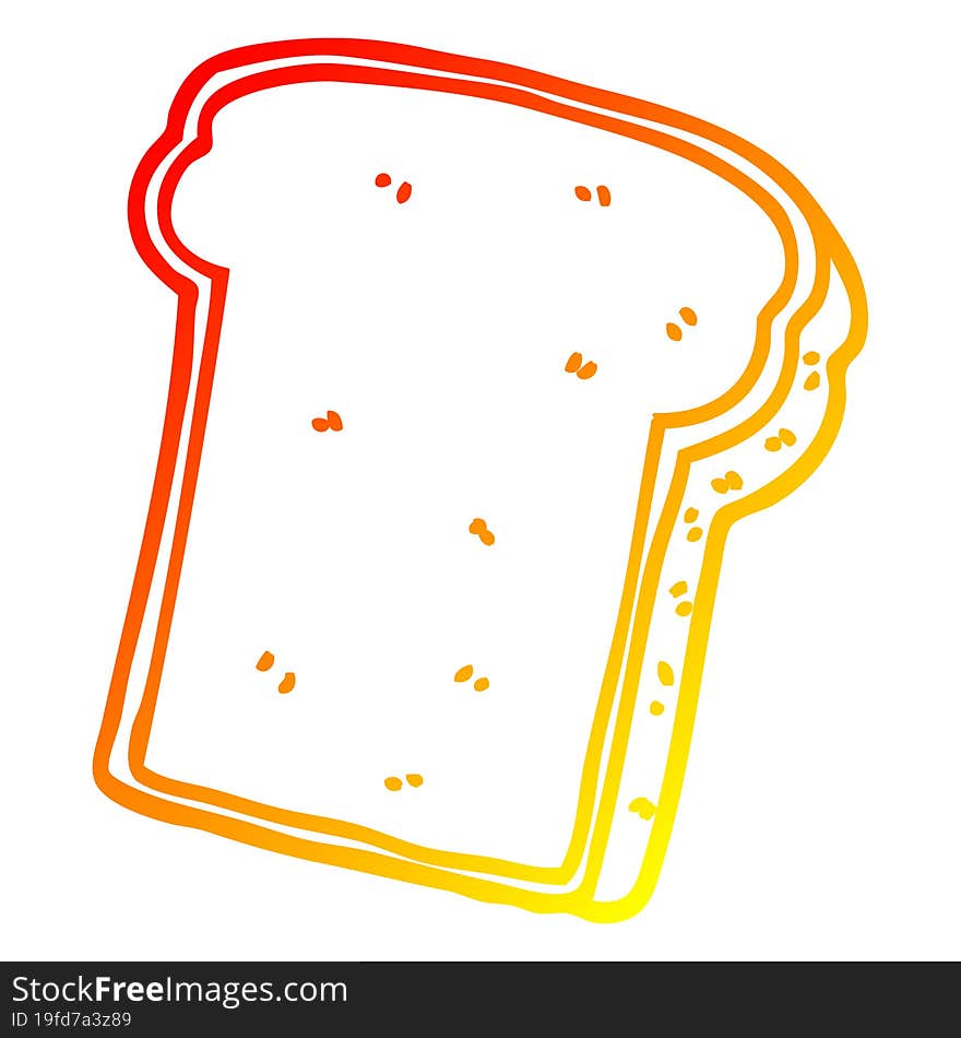 warm gradient line drawing of a cartoon slice of bread