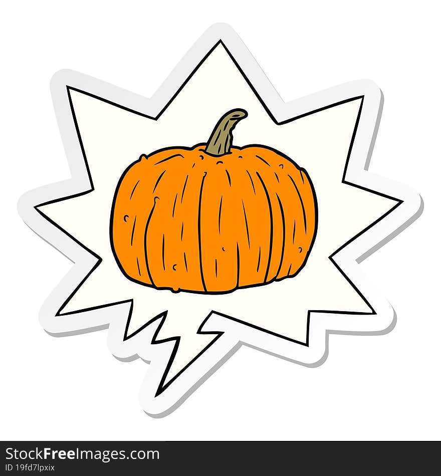 cartoon halloween pumpkin and speech bubble sticker