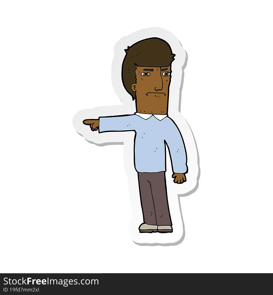 sticker of a cartoon man pointing