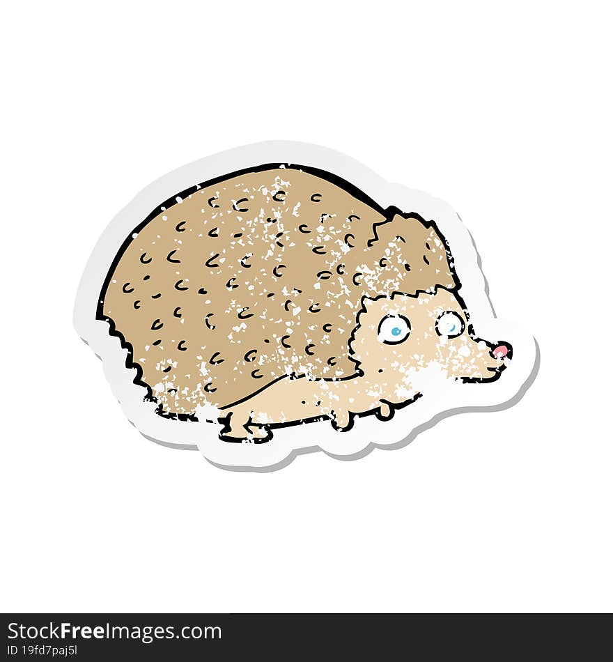 Retro Distressed Sticker Of A Cartoon Hedgehog