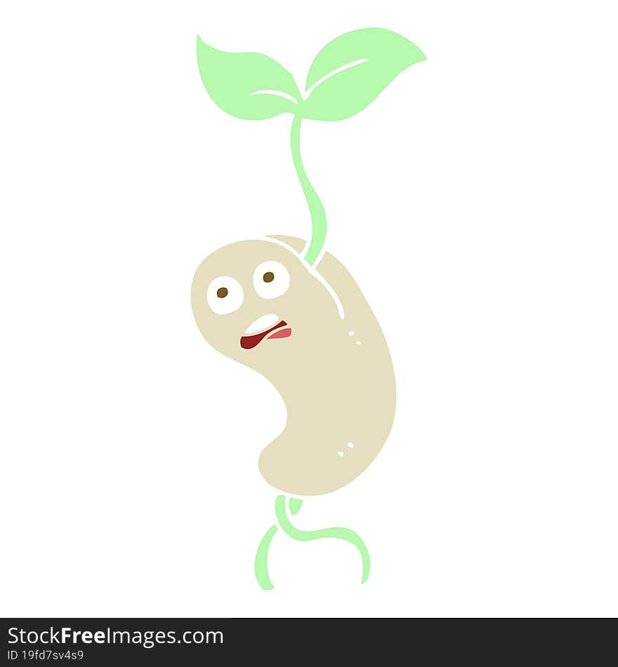 flat color illustration of a cartoon sprouting seed