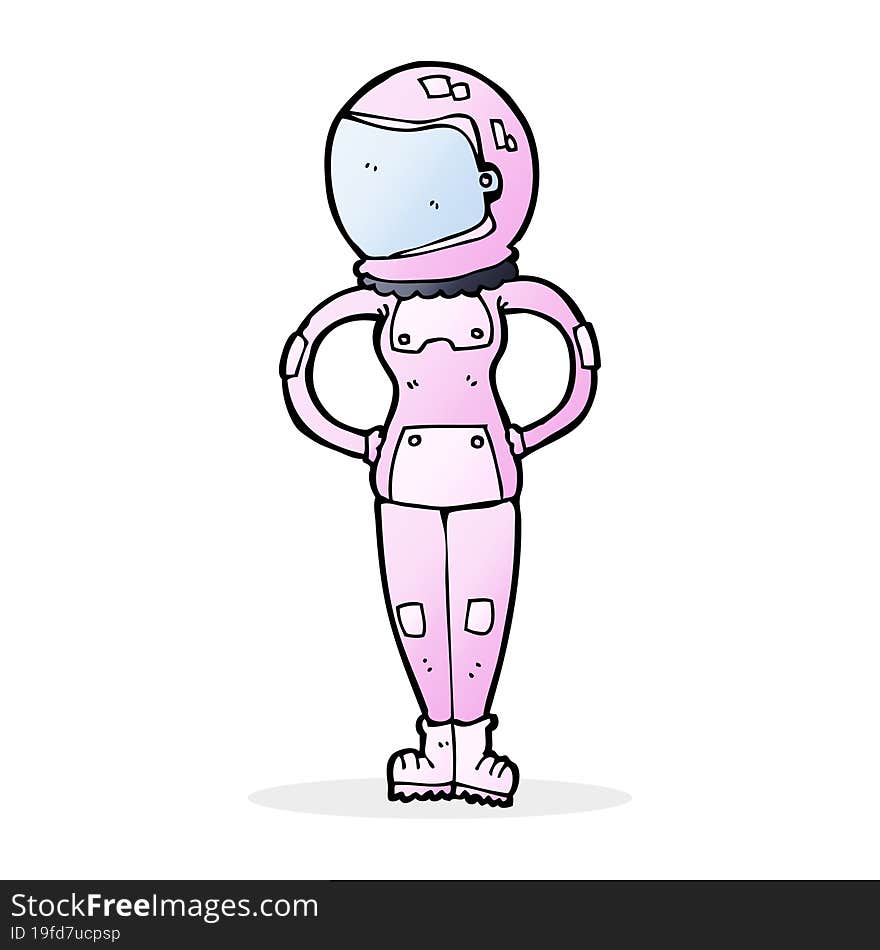 cartoon female astronaut