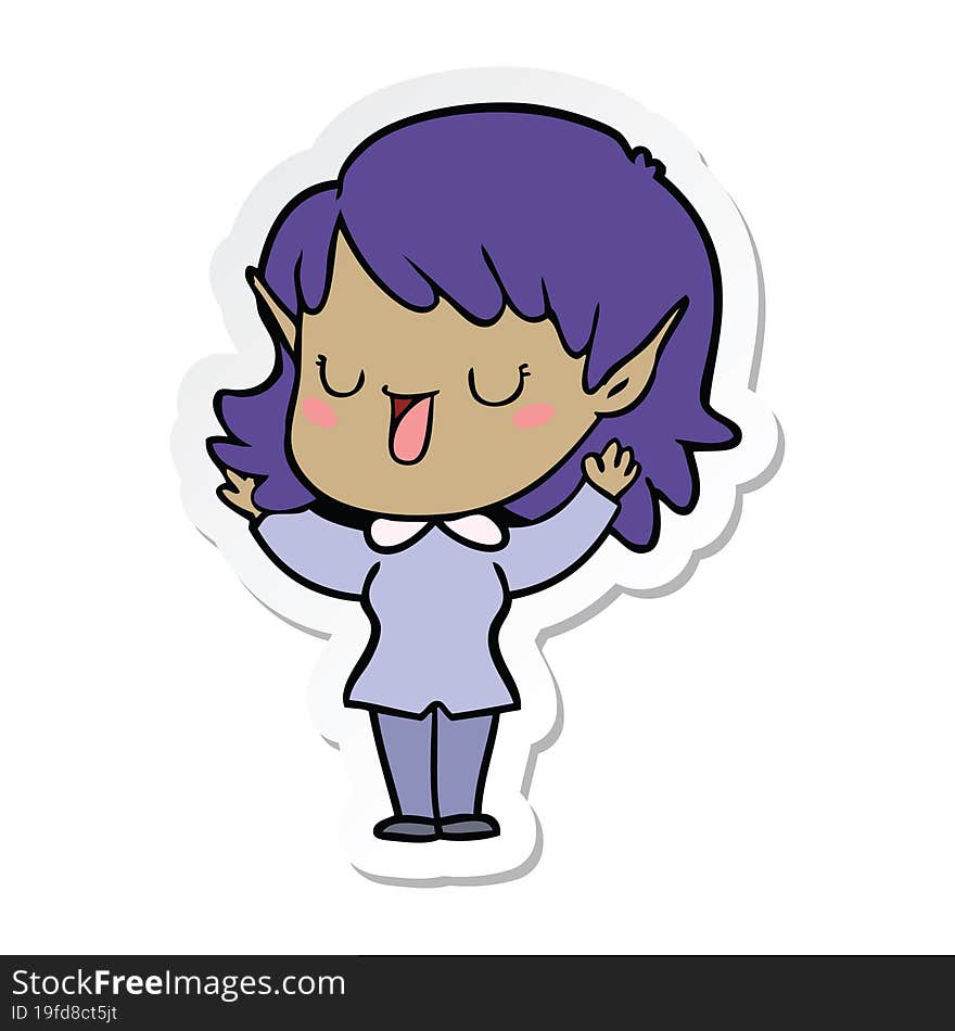 sticker of a cartoon elf girl