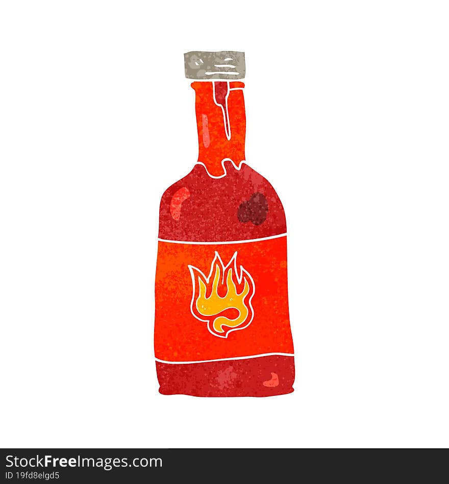 freehand retro cartoon chili sauce bottle