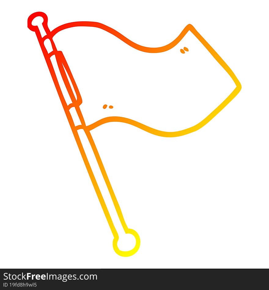 Warm Gradient Line Drawing Cartoon White Flag Waving