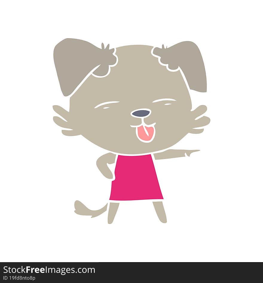 flat color style cartoon dog sticking out tongue