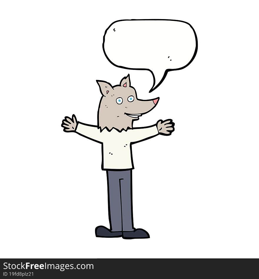 cartoon werewolf with speech bubble