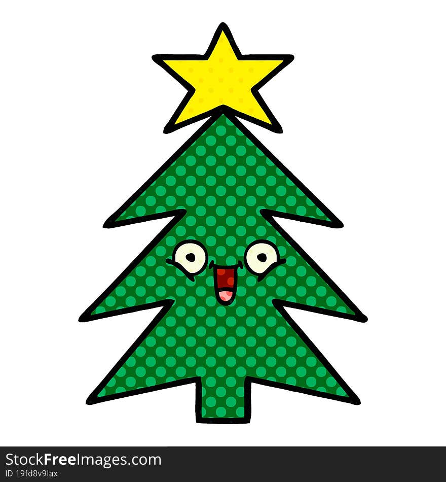 comic book style cartoon christmas tree