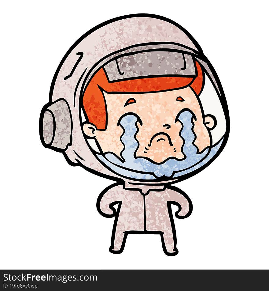 cartoon crying astronaut. cartoon crying astronaut