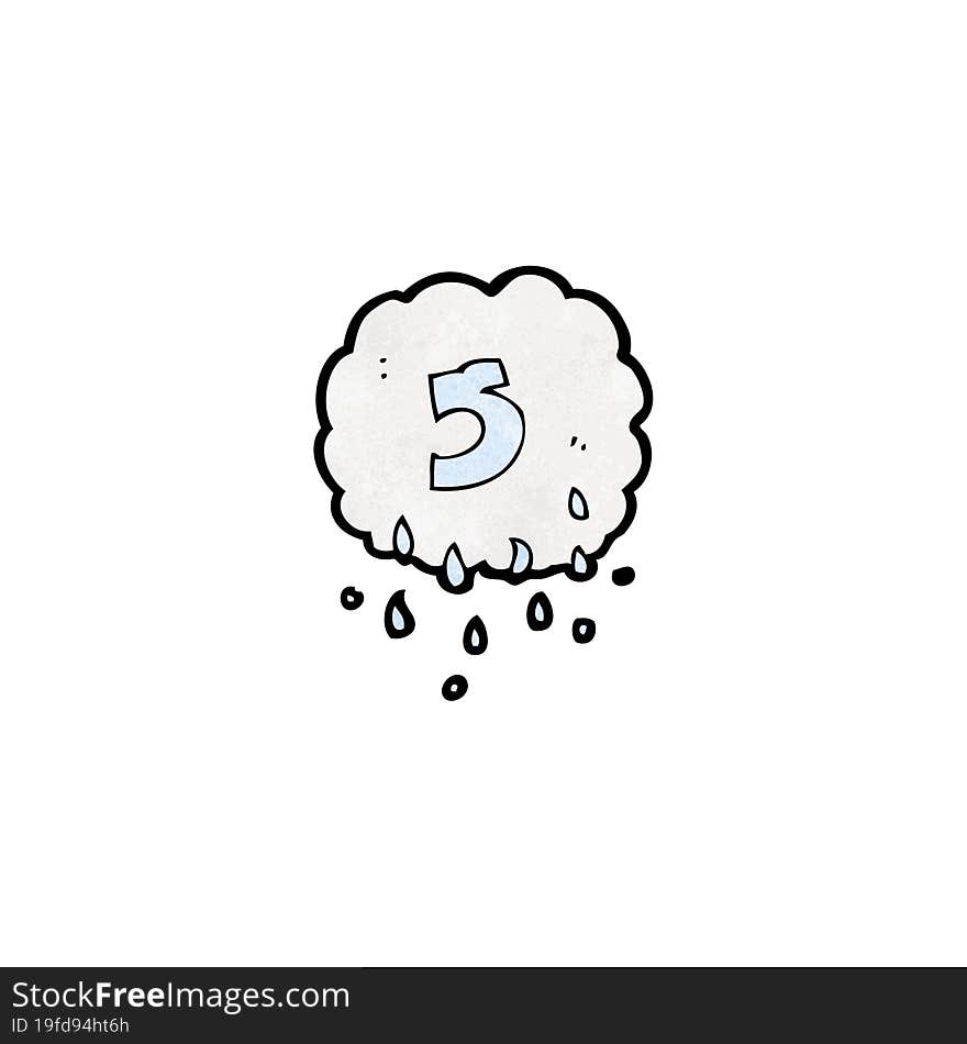 cartoon raincloud with number 5