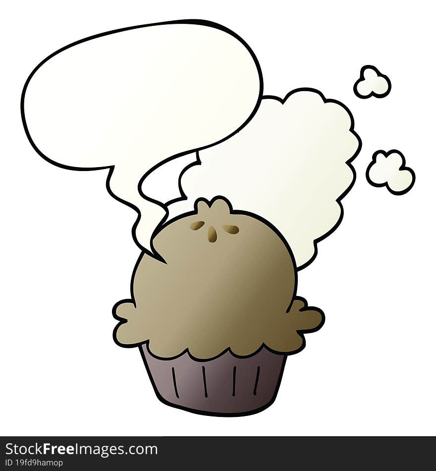 cute cartoon pie and speech bubble in smooth gradient style