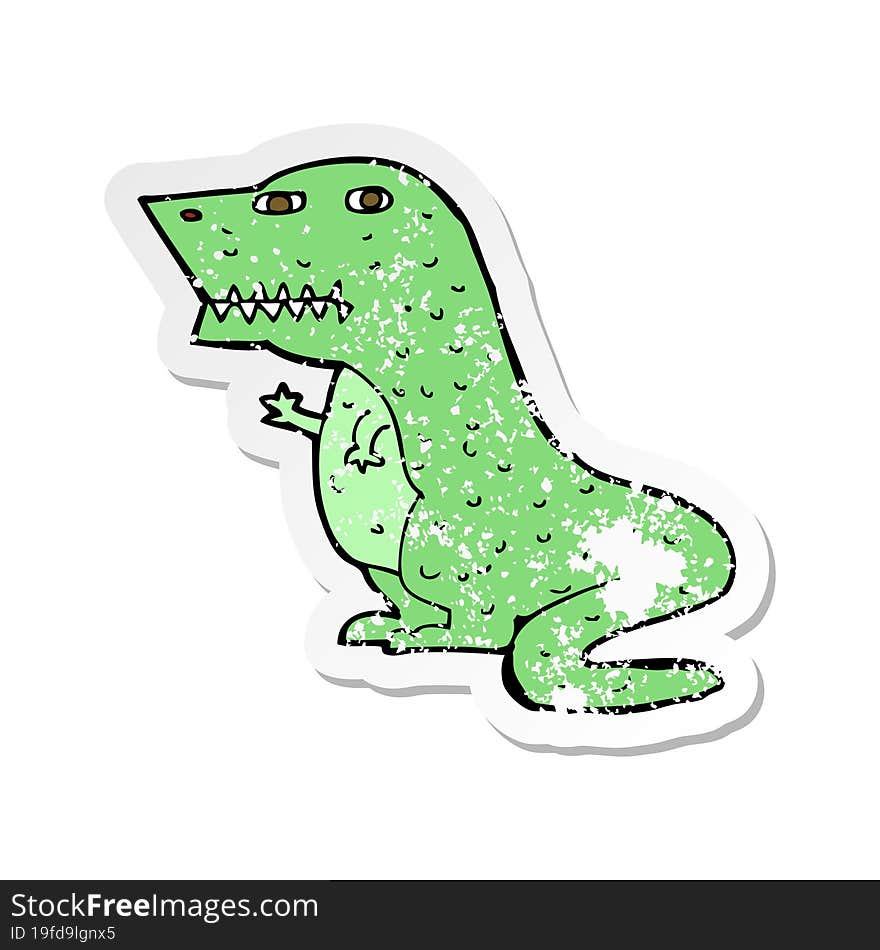 retro distressed sticker of a cartoon dinosaur