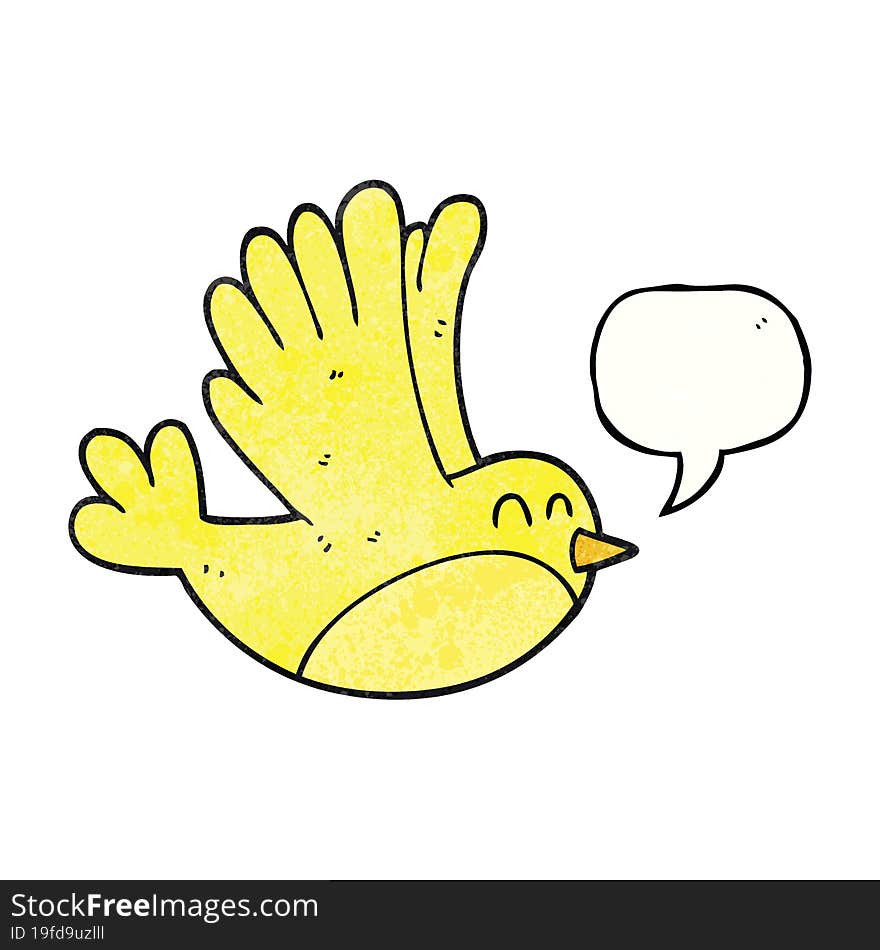 freehand speech bubble textured cartoon bird