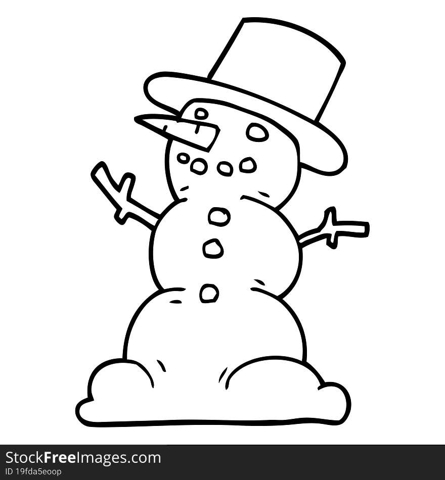 line drawing cartoon snowman