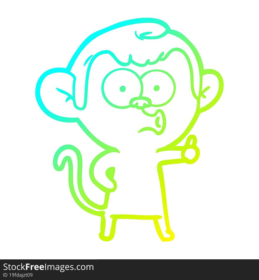 cold gradient line drawing cartoon hooting monkey