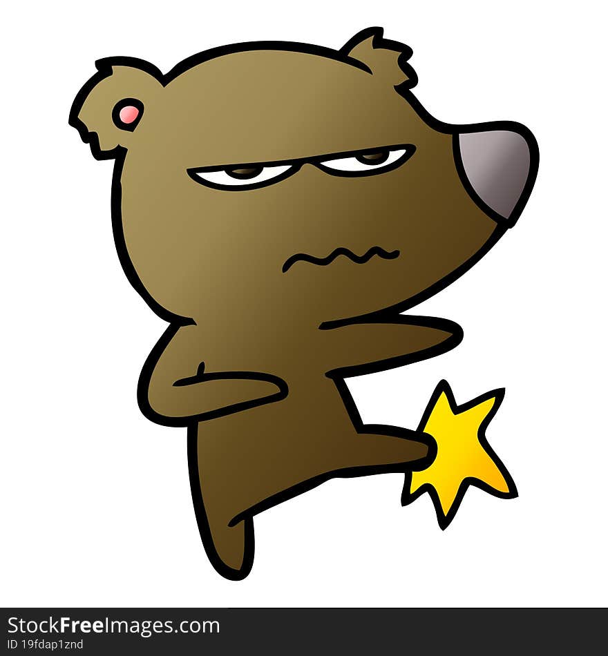 angry bear cartoon kicking. angry bear cartoon kicking