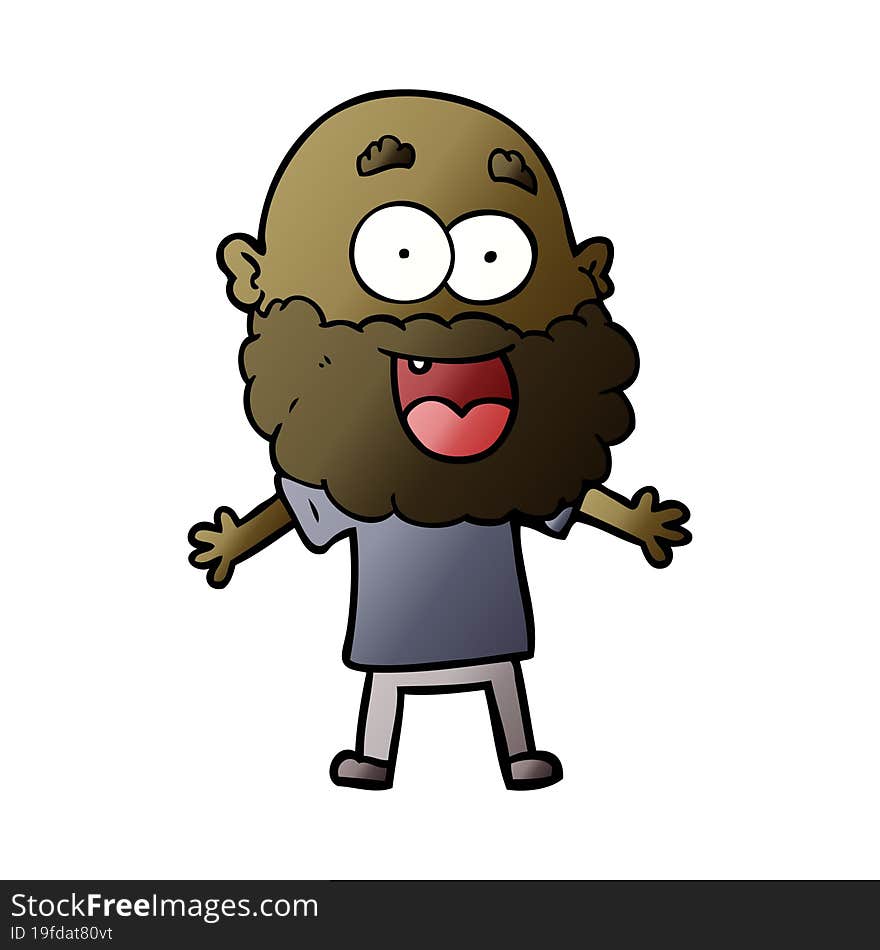 cartoon crazy happy man with beard. cartoon crazy happy man with beard