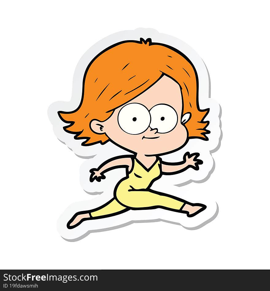 sticker of a happy cartoon girl