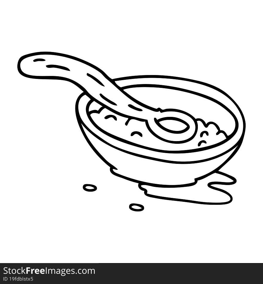 line drawing doodle of a cereal bowl