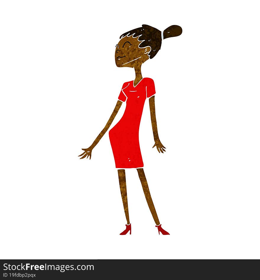 cartoon woman in dress