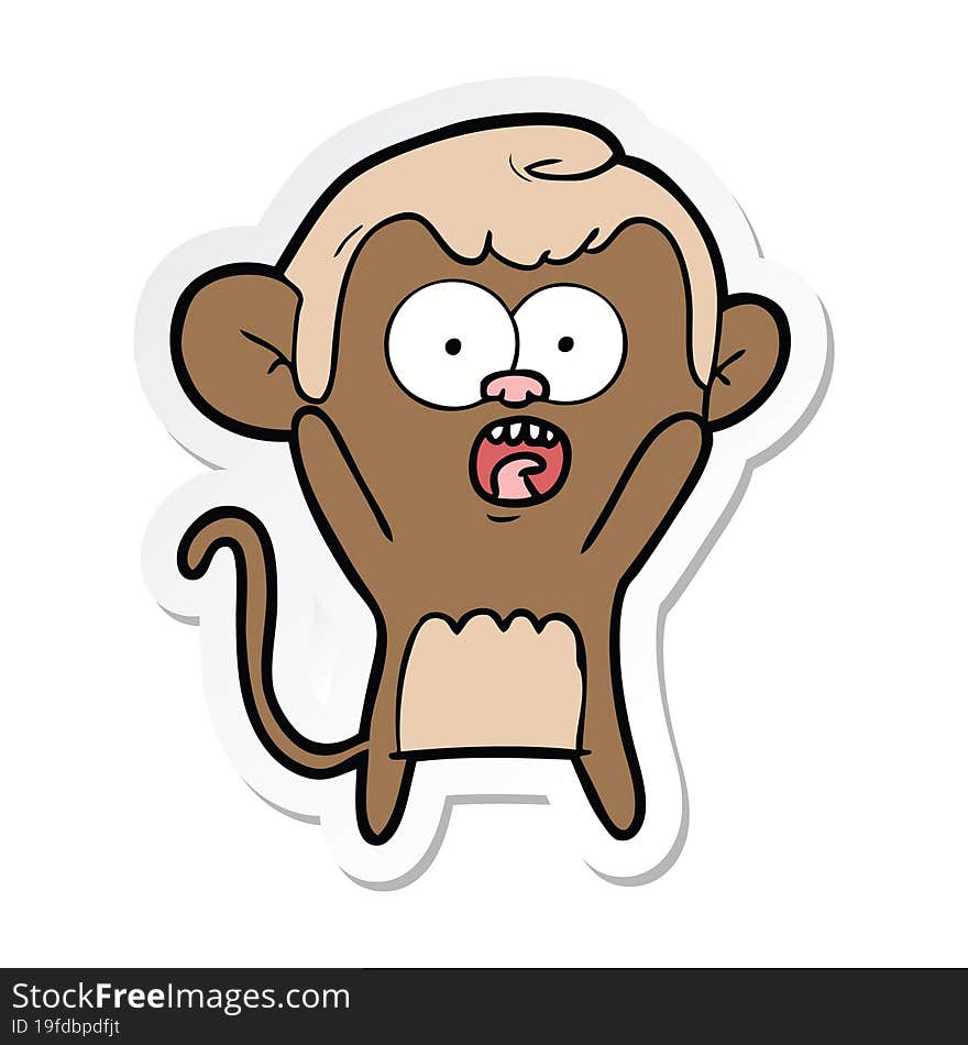 sticker of a cartoon shocked monkey