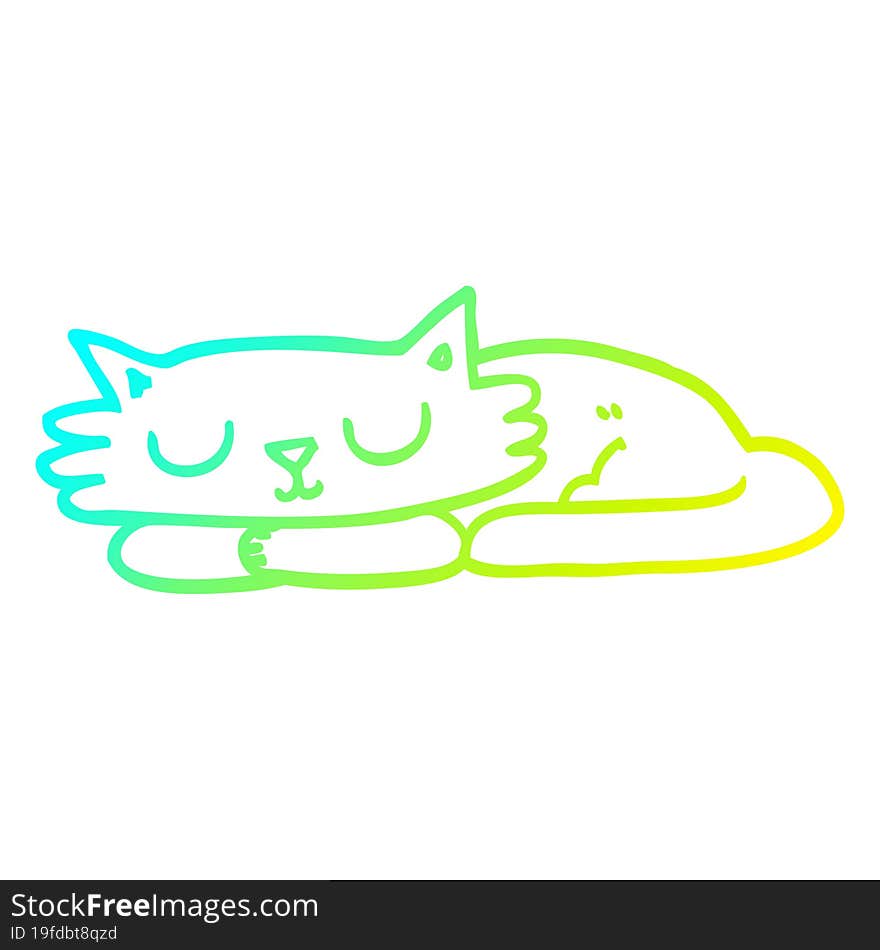 cold gradient line drawing cartoon sleeping cat