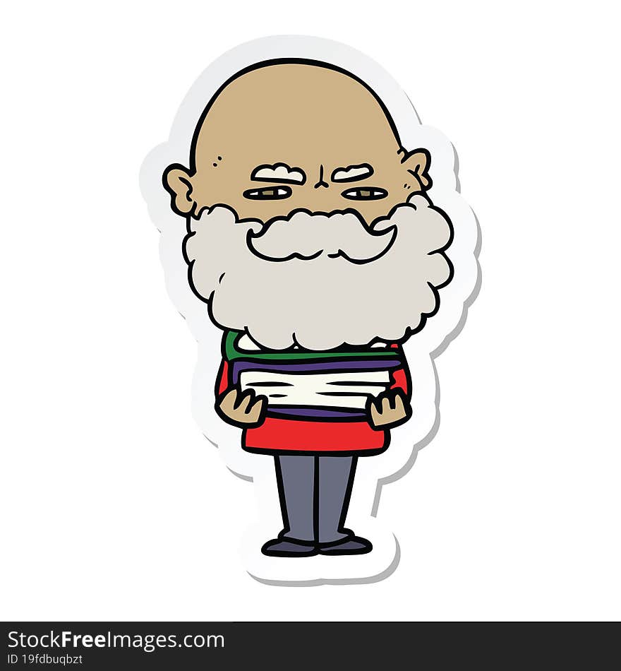 Sticker Of A Cartoon Man With Beard Frowning