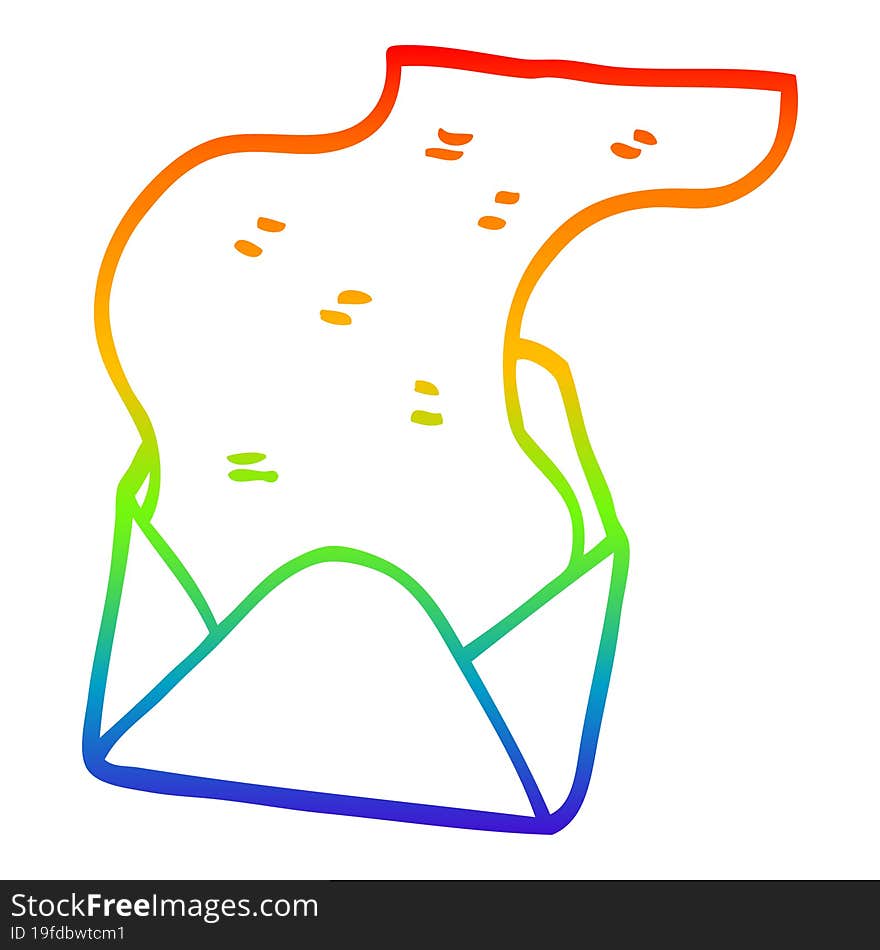 rainbow gradient line drawing of a cartoon long letter