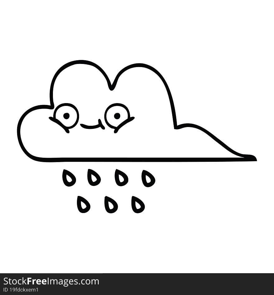 line drawing cartoon rain cloud