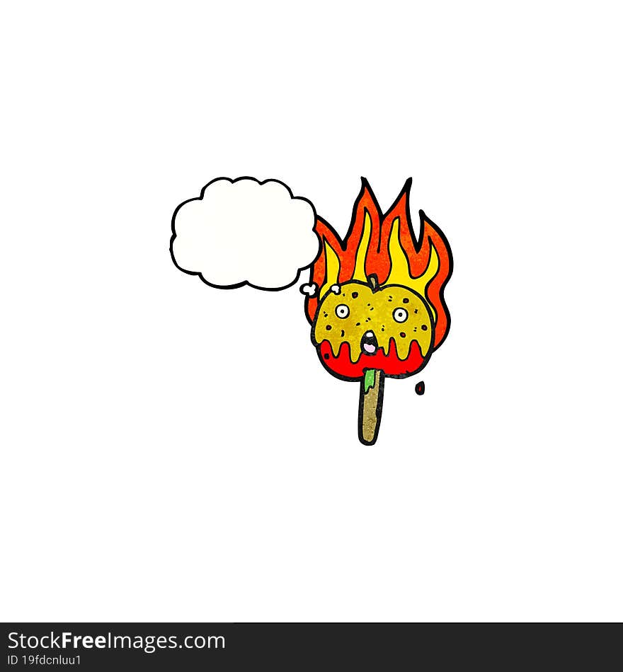 flaming hot toffee apple cartoon