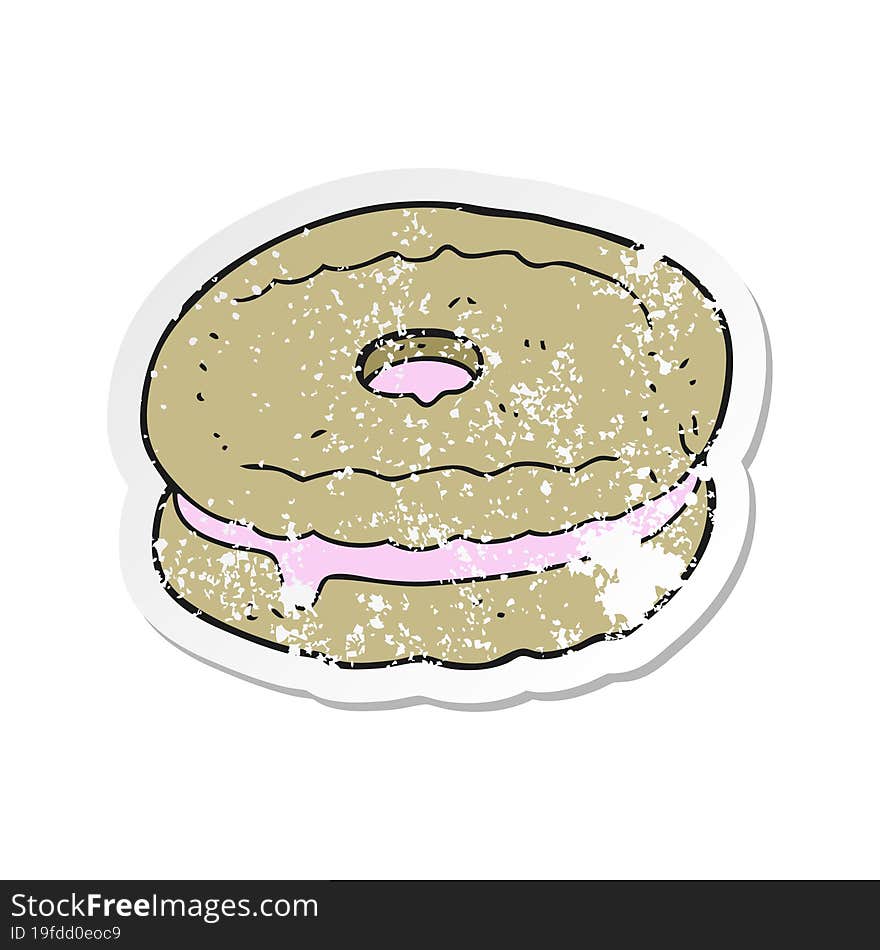 retro distressed sticker of a cartoon biscuit