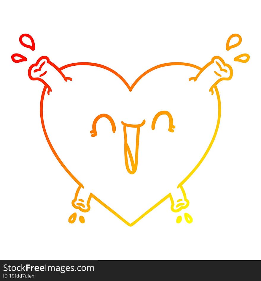 Warm Gradient Line Drawing Cartoon Healthy Heart