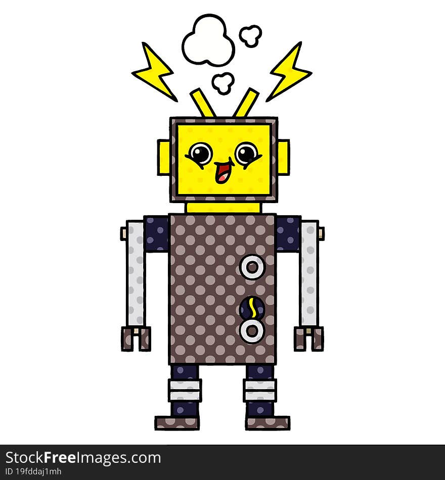 Comic Book Style Cartoon Robot