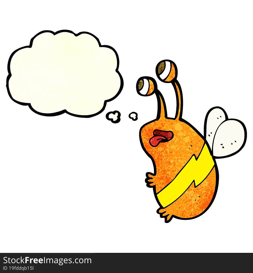 cartoon funny bee with thought bubble