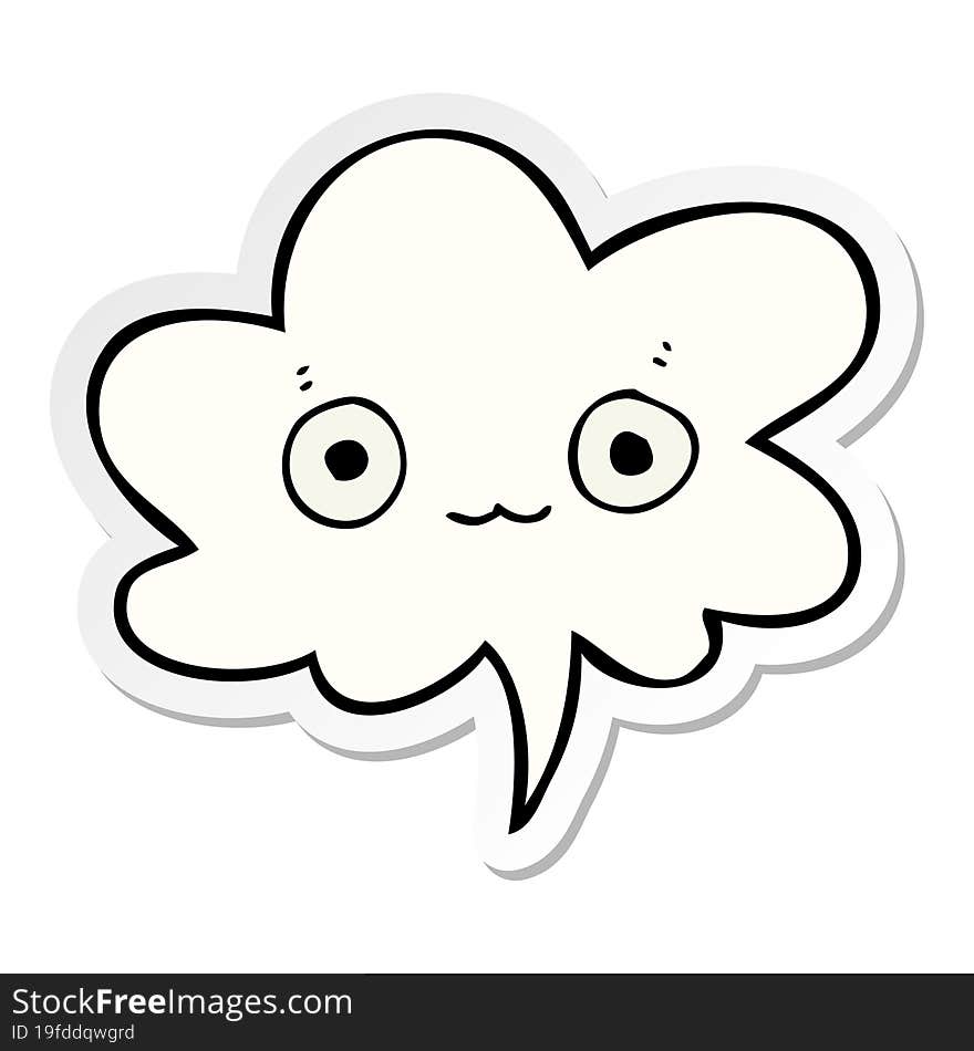 cute cartoon face with speech bubble sticker. cute cartoon face with speech bubble sticker