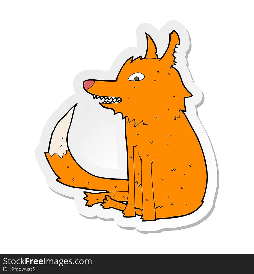 sticker of a cartoon fox sitting