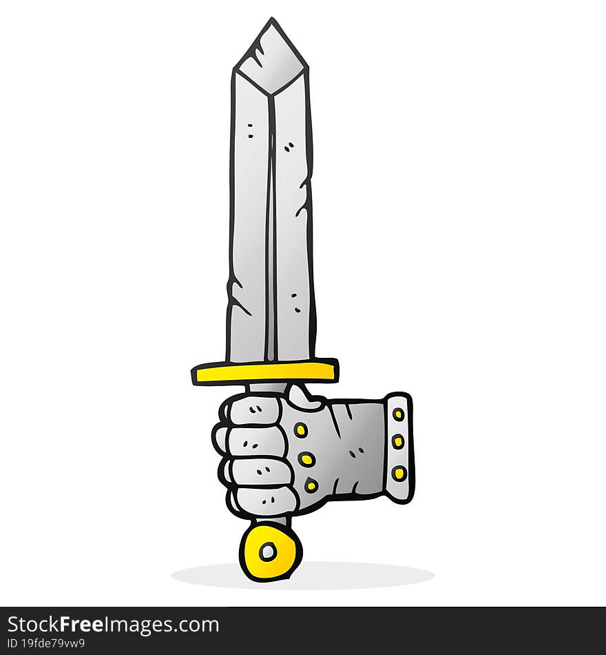 cartoon hand holding sword