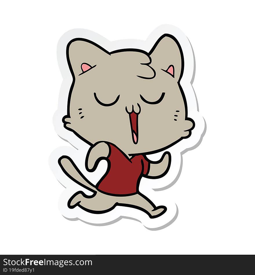 sticker of a cartoon cat singing