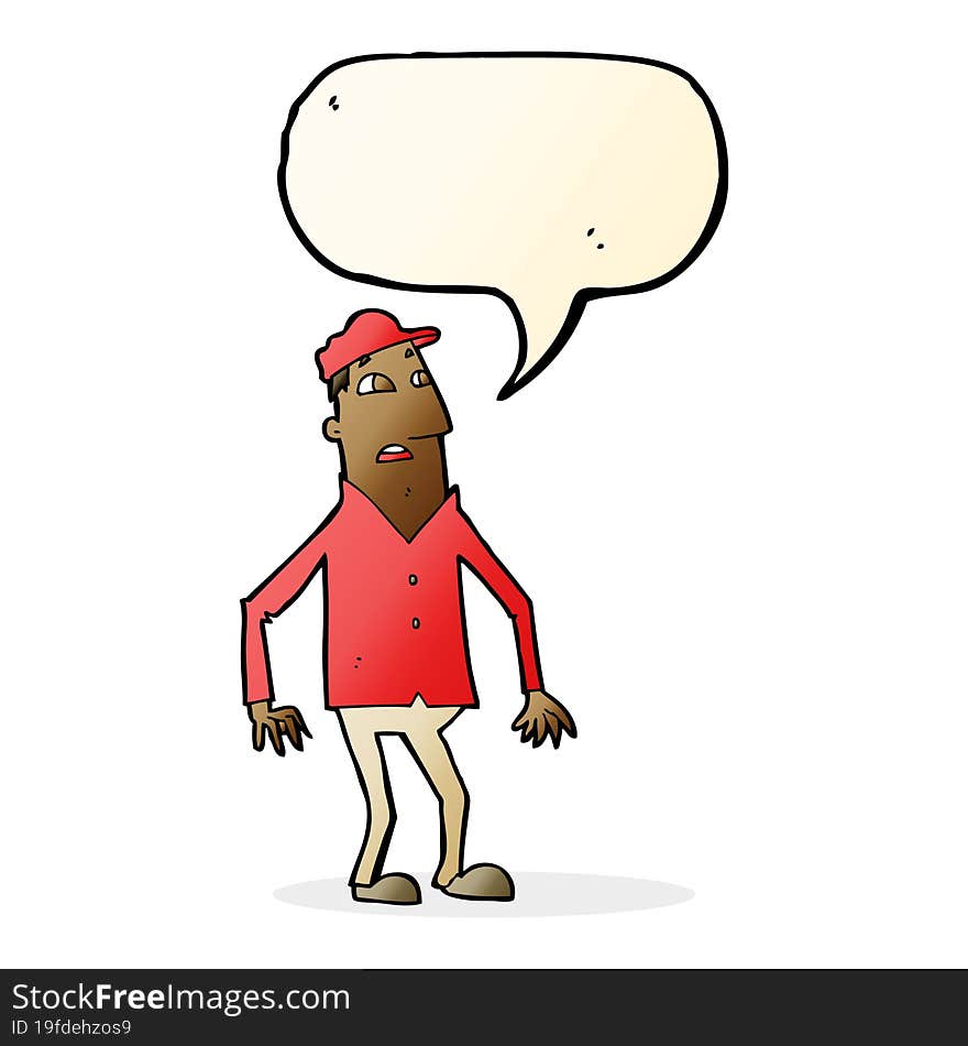 Cartoon Shocked Man With Speech Bubble