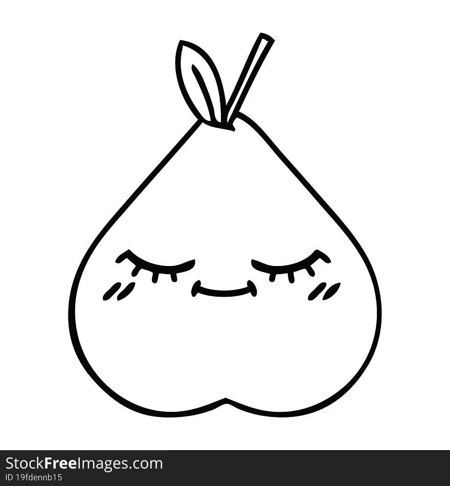 line drawing cartoon of a green pear