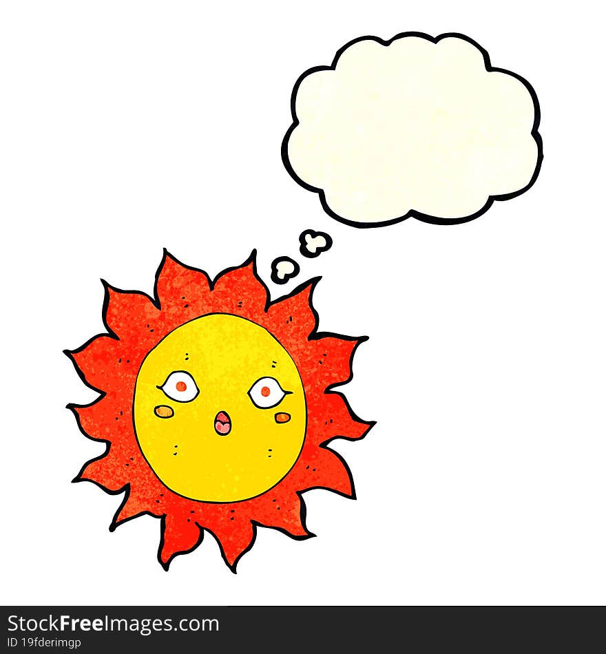 cartoon sun with thought bubble