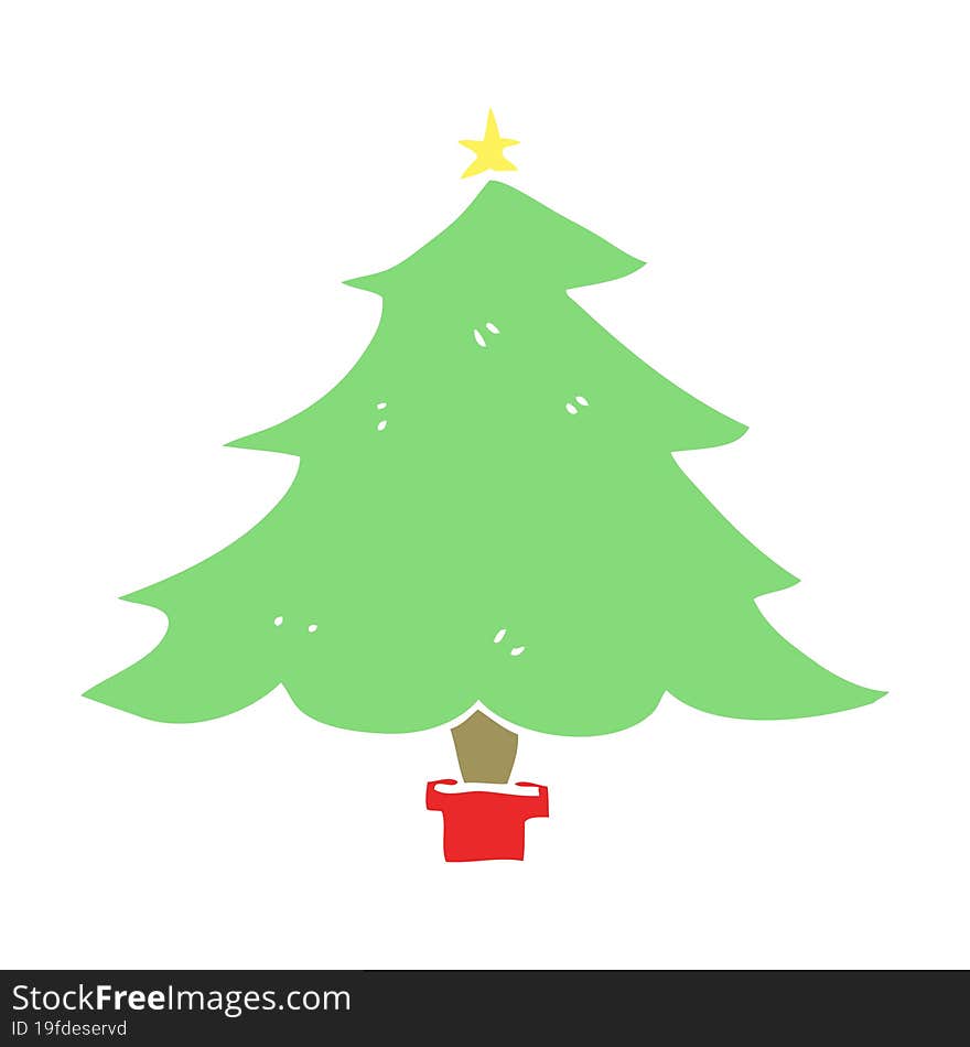 flat color style cartoon christmas tree