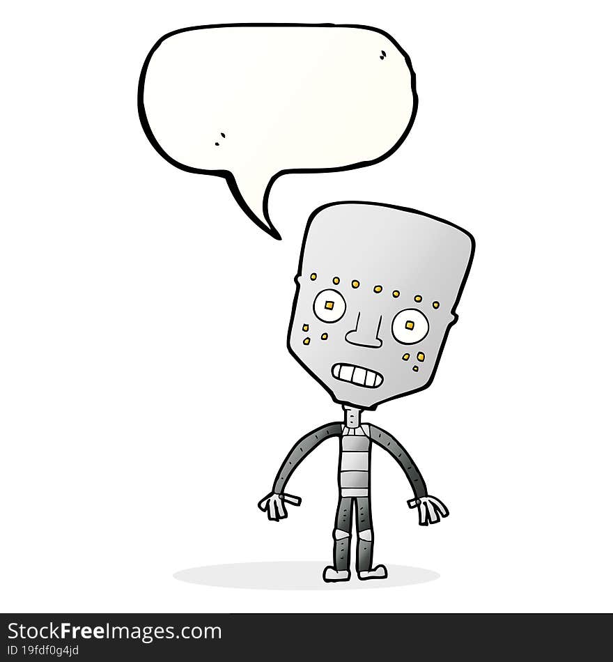 Cartoon Robot With Speech Bubble