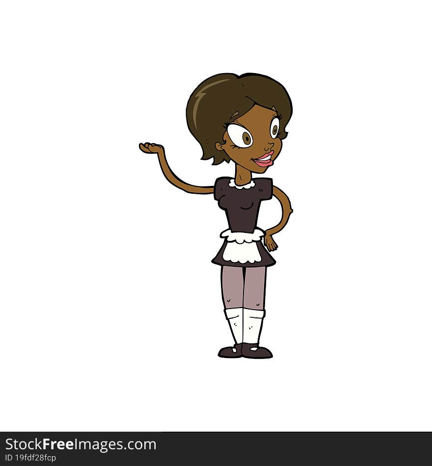 cartoon woman in maid costume