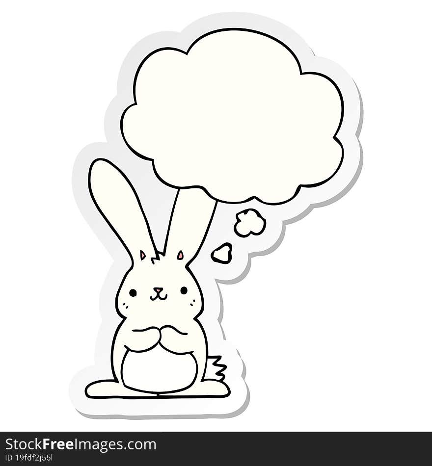 cartoon rabbit and thought bubble as a printed sticker