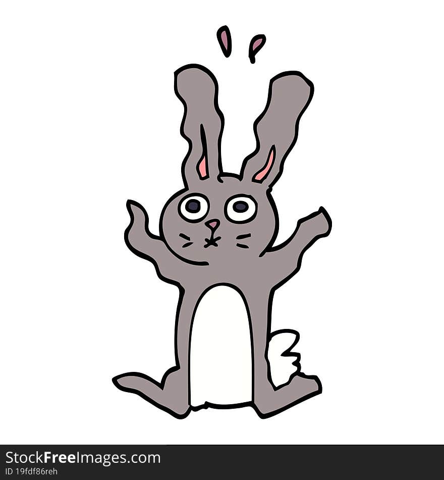 cartoon doodle frightened bunny