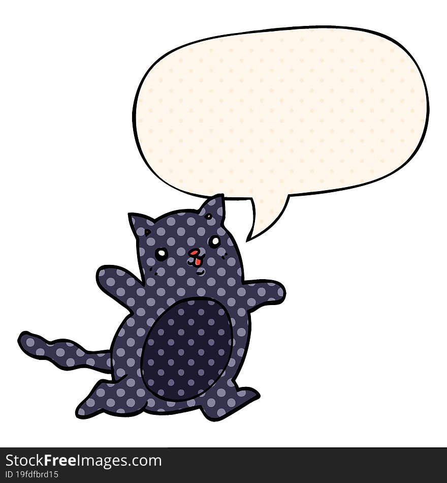 cartoon cat with speech bubble in comic book style