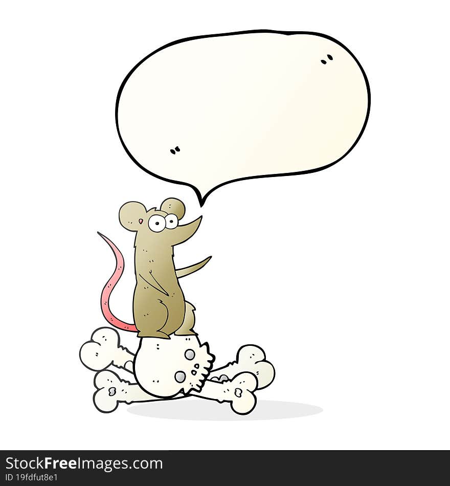 Speech Bubble Cartoon Rat On Bones